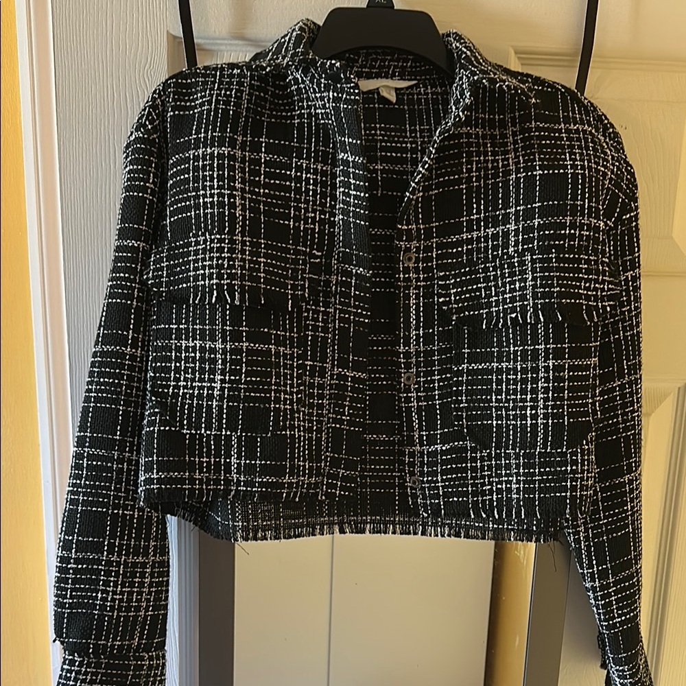 H&M Black and White Checkered Blazer